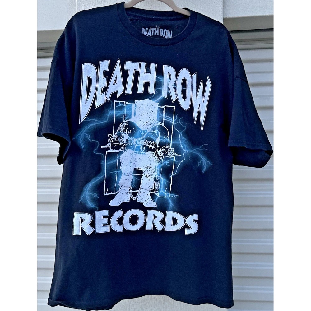 Death Row Records Men's Black Graphic Logo Cotton Crew Neck T-Shirt Size 2X
